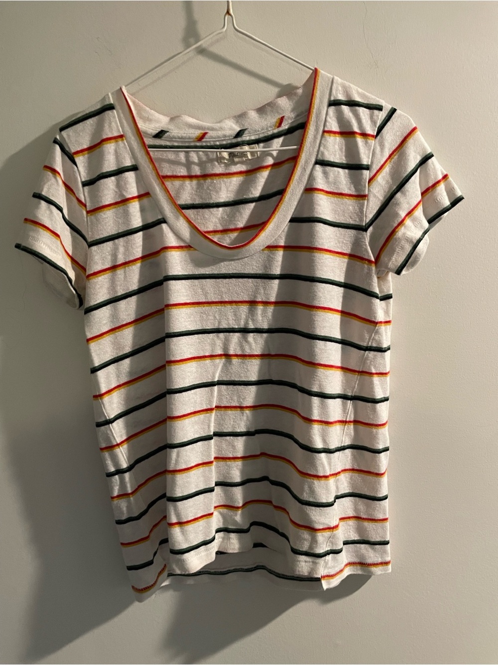 Madewell linen blend multi-stripe tee XXS